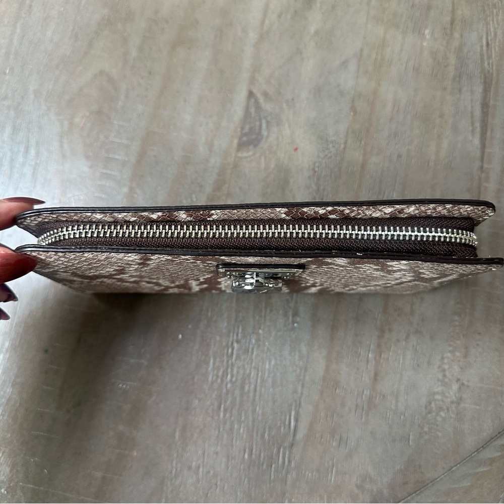 Michael Kors Beige And Brown Python Embossed Zip … - image 3